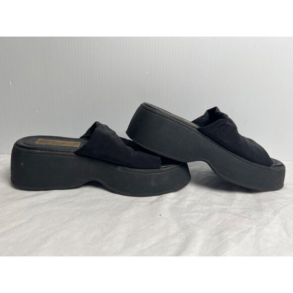 2000's Y2K Candies Platform Sandals Fabric Chunky Black Size 4 Women's - Picture 2 of 6